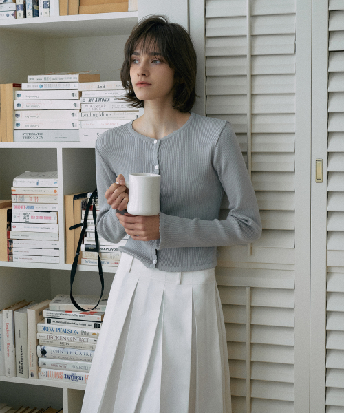 Cotton Pleats Midi Skirt[LMBESPSK5408]-Off-White