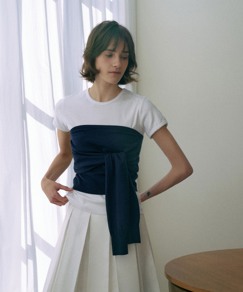Knotted Knit Bustier[LMBESPKN265]-Navy