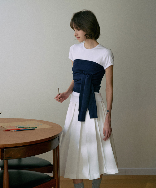 Knotted Knit Bustier[LMBESPKN265]-Navy