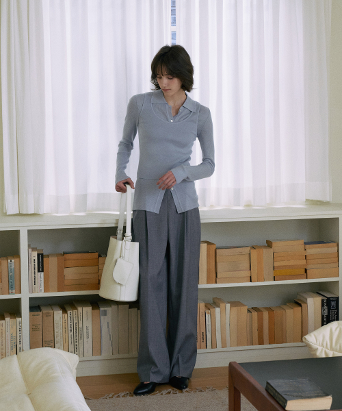 Ribbed Collar Cardigan Set-Up[LMBESPKN272]-3color