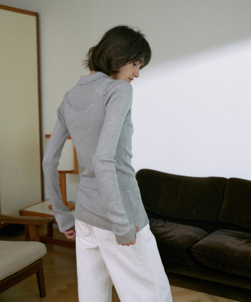 Ribbed Collar Cardigan Set-Up[LMBESPKN272]-3color