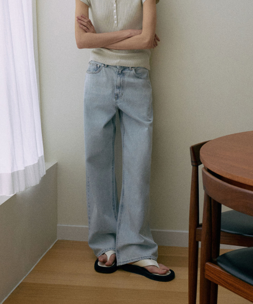 Wide Long Denim[LMBESPDN4114]-Light Blue