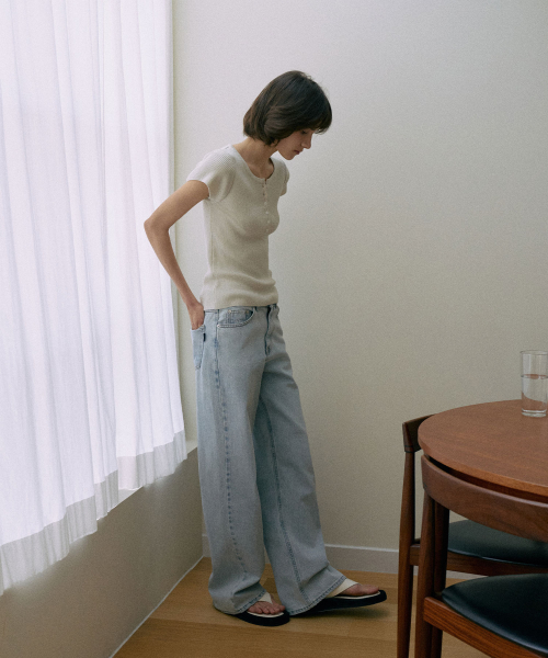 Wide Long Denim[LMBESPDN4114]-Light Blue