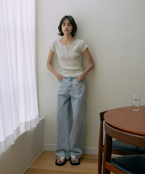 Wide Long Denim[LMBESPDN4114]-Light Blue