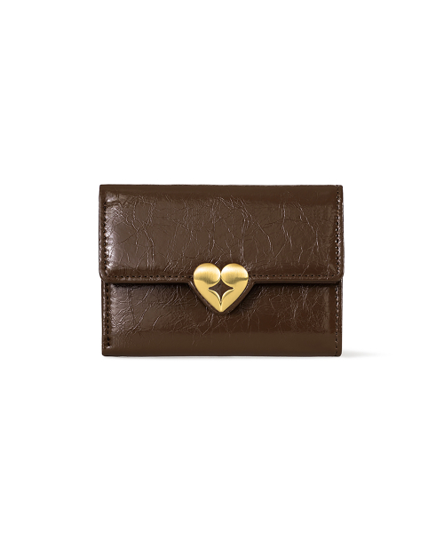 HEARTY FLAP WALLET - MOCHA BROWN