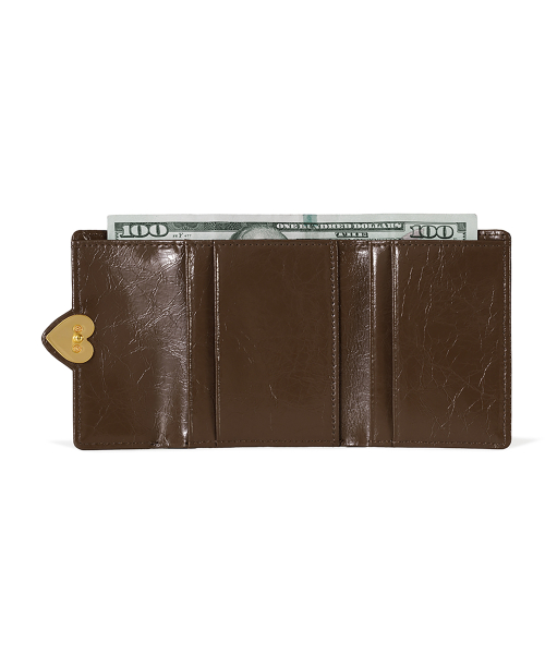 HEARTY FLAP WALLET - MOCHA BROWN