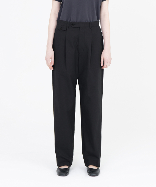W Loose Tapered Cotton Pants, Black