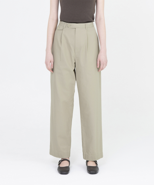 W Loose Tapered Cotton Pants, Stone