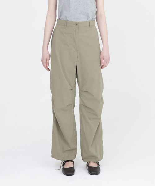 W Washed Parachute Pants, Dark Beige