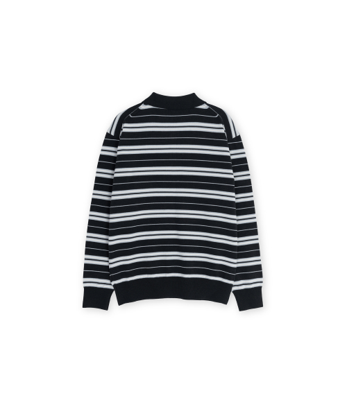 W Stripe Knit Pique, Navy