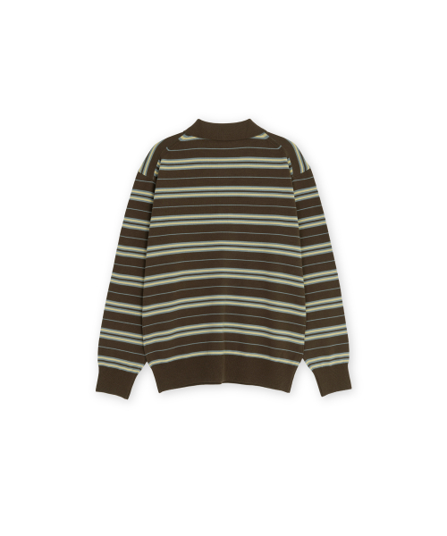 W Stripe Knit Pique, Brown