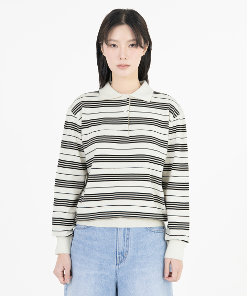 W Stripe Knit Pique, Ivory