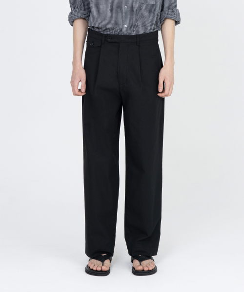 Loose Tapered Cotton Pants, Black
