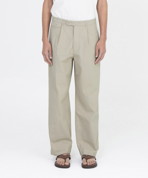 Loose Tapered Cotton Pants, Stone
