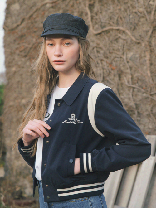 LOPE cotton bomber jacket_NAVY