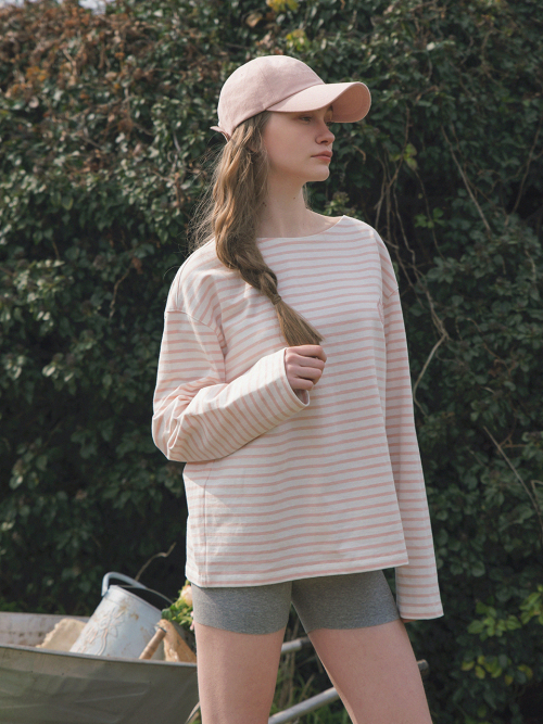 ERICA embroidery stripe T-shirt_PINK