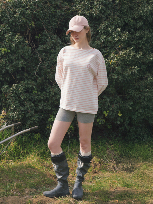 ERICA embroidery stripe T-shirt_PINK