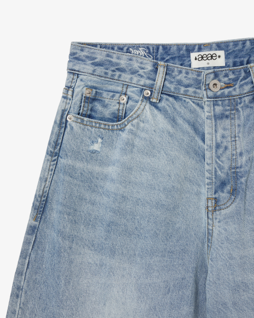 CHECK PATCHWORK DENIM PANTS [LIGHT BLUE]