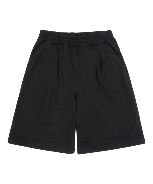 TCM back logo half sweat pants (black)