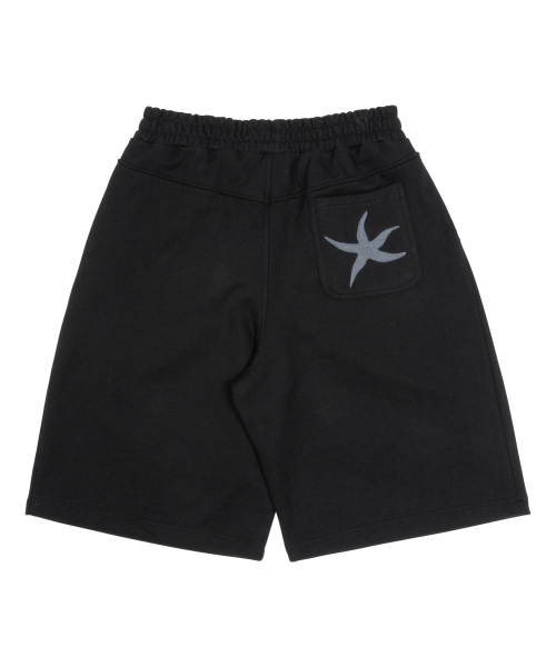 TCM back logo half sweat pants (black)