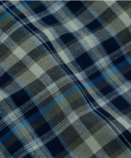 TCM mini logo check half shirts (blue)