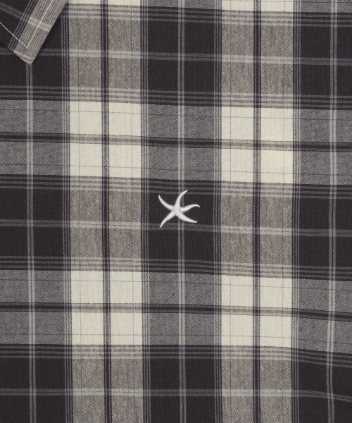 TCM mini logo check half shirts (brown)