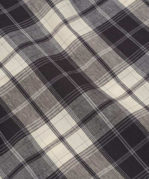 TCM mini logo check half shirts (brown)