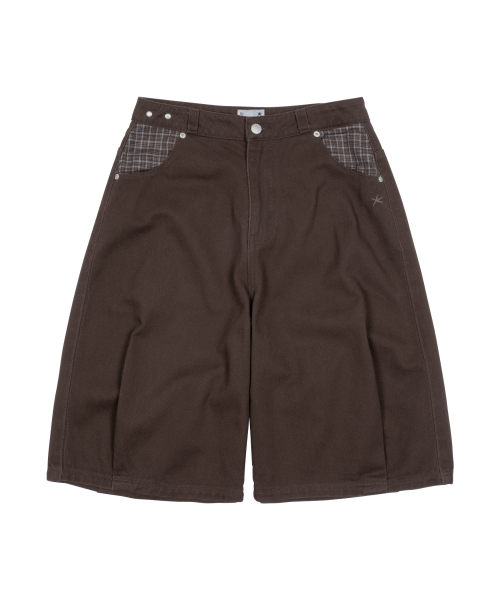 TCM check pocket half pants (brown)