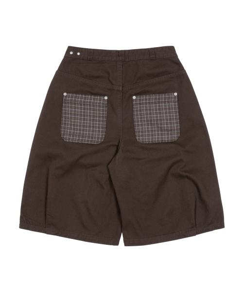 TCM check pocket half pants (brown)