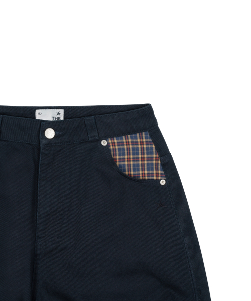 TCM check pocket half pants (navy)