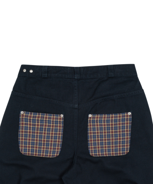 TCM check pocket half pants (navy)