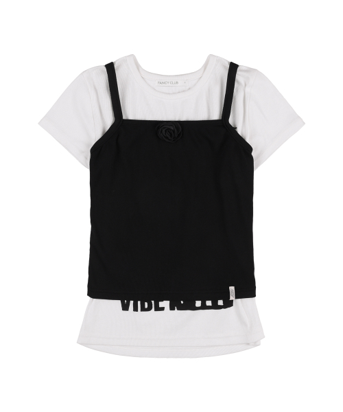3-WAY LETTERING CORSAGE TEE (BLACK) F25QB106