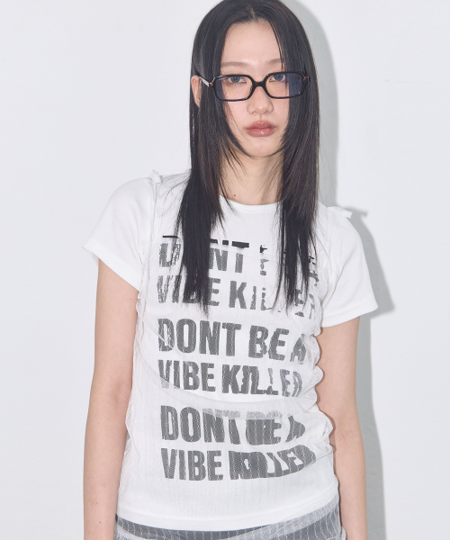 3-WAY LETTERING CORSAGE TEE (BLACK) F25QB106