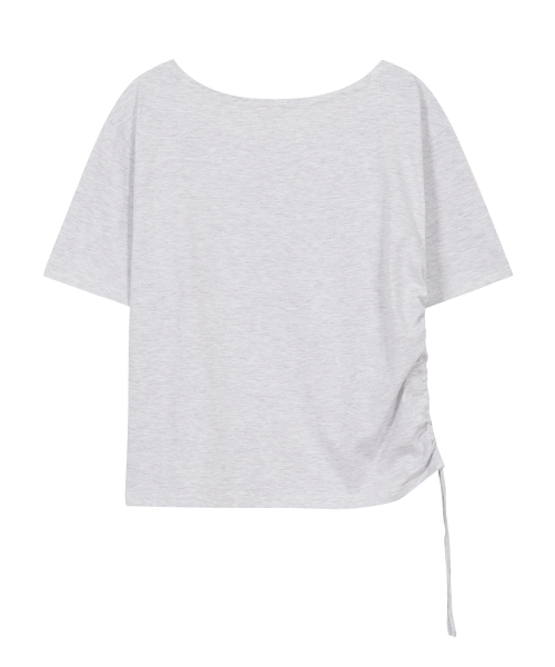 Ribbon shirring off-shoulder T-shirt Melange