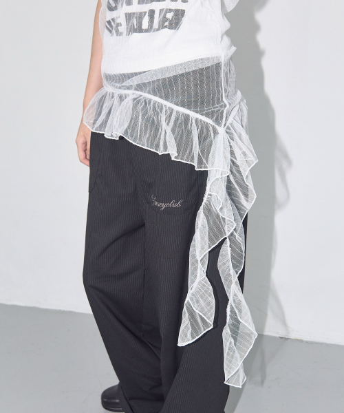 LACE SHIRRING LAYERED DRESS (WHITE) F25QD815
