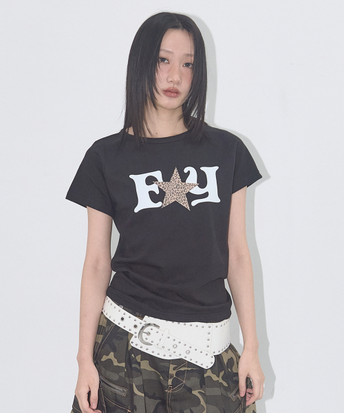 FY LEOPARD TEE (BLACK) F25QB100