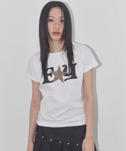 FY LEOPARD TEE (WHITE) F25QB100