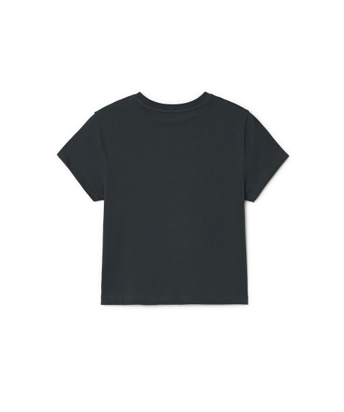 Lace Printing Layered T-shirt, CHARCOAL