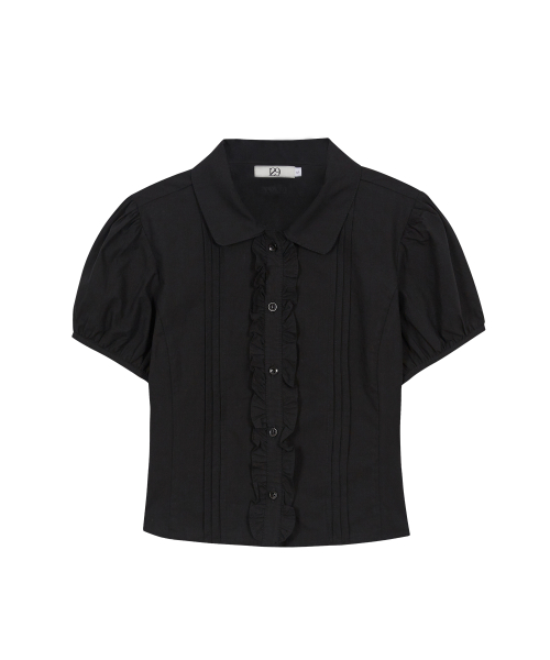 Pintuck Frill Blouse Black