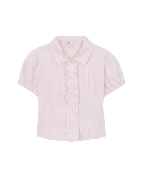 Pintuck Frill Blouse Pink
