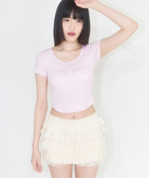 Cancan Frill Skirt Pants Ivory