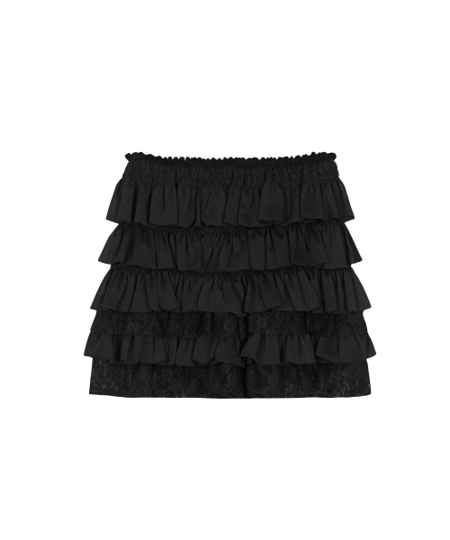 Cancan Frill Skirt Pants Black