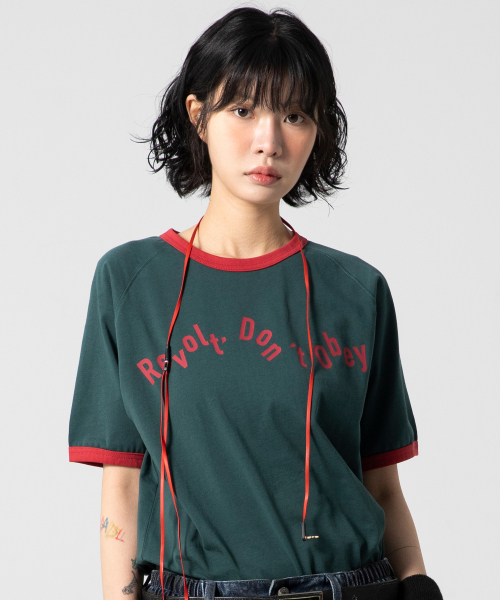 GT127 노스탤지어 배색 링거 티셔츠 (GREEN)