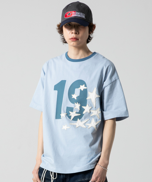 GT124 넘버링 스타 아플리케 티셔츠 (BLUE)