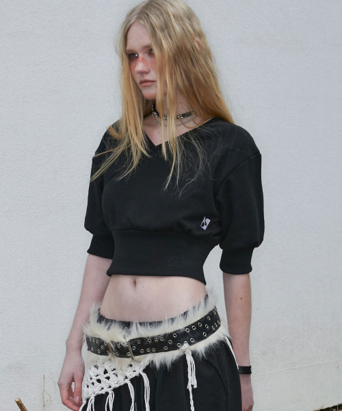 Crossed Crop Sweatshirt (BLACK)