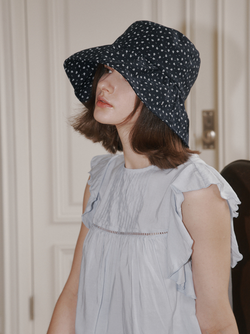 Violetta Shirring Bucket Hat (Navy)