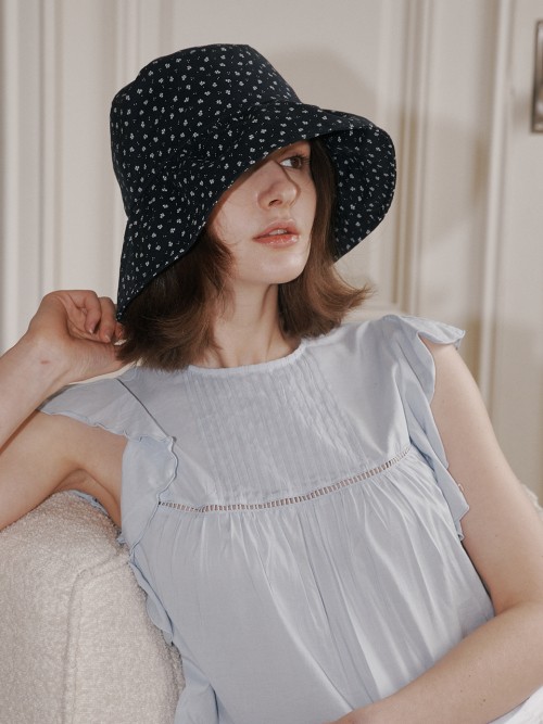 Violetta Shirring Bucket Hat (Navy)