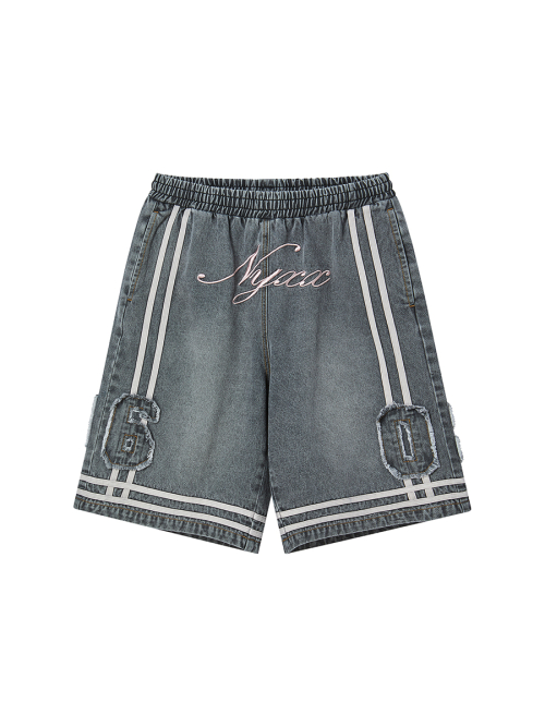 BASKETBALL DENIM HALF PANTS GRAY