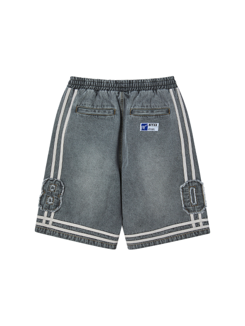 BASKETBALL DENIM HALF PANTS GRAY