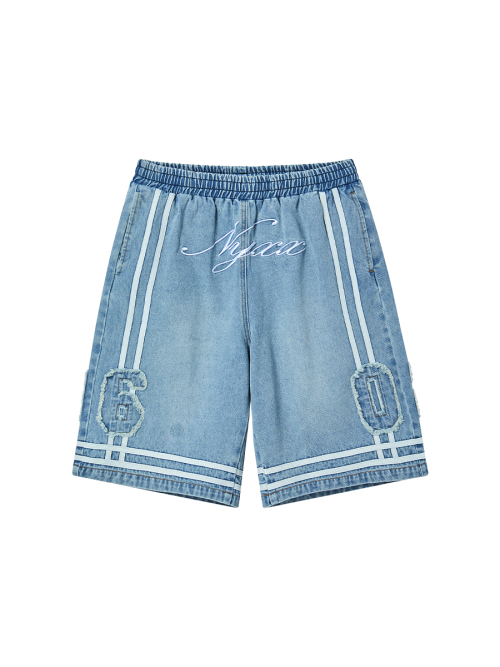 BASKETBALL DENIM HALF PANTS LIGHT BLUE